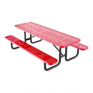 Lifeyard 8' Red Perforated Metal Picnic Table
