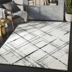 Abani Casa Collection 4' x 6' Cream / Gray Contemporary Abstract Crosshatch Area Rug