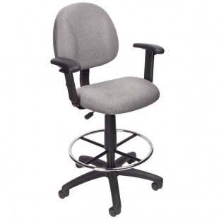 Boss B1616-GY Gray Drafting Stool with Footring and Adjustable Arms Boss B1616-GY Gray Drafting Stool with Footring and Adjustable Arms
