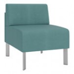 Lesro Luxe Lounge Series Patriot Plus Imperial Blue Vinyl Guest Chair with Steel Legs