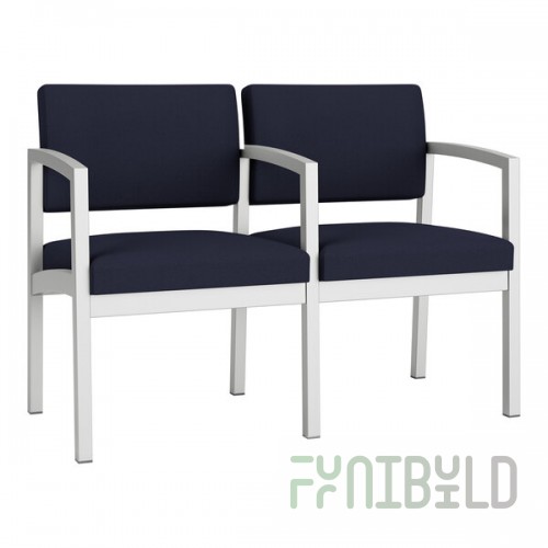 Lesro Lenox Steel Open House Navy Fabric Loveseat with Center Arm