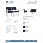 Lesro Lenox Steel Open House Navy Fabric Loveseat with Center Arm Lesro Lenox Steel Open House Navy Fabric Loveseat with Center Arm