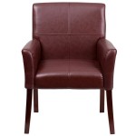 Flash Furniture BT-353-BURG-GG Burgundy Leather Executive Side / Reception Chair with Mahogany Legs