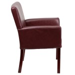 Flash Furniture BT-353-BURG-GG Burgundy Leather Executive Side / Reception Chair with Mahogany Legs