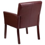 Flash Furniture BT-353-BURG-GG Burgundy Leather Executive Side / Reception Chair with Mahogany Legs