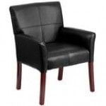 Flash Furniture BT-353-BURG-GG Burgundy Leather Executive Side / Reception Chair with Mahogany Legs