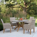Outdoor Interiors Teak and Ash Wicker Dining Chair with Gray Sunbrella Cushion