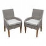 Outdoor Interiors Teak and Ash Wicker Dining Chair with Gray Sunbrella Cushion