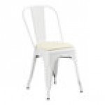 Lancaster Table & Seating Alloy Pearl White Indoor Cafe Chair with White Vinyl Cushion