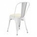 Lancaster Table & Seating Alloy Pearl White Indoor Cafe Chair with White Vinyl Cushion