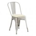 Lancaster Table & Seating Alloy Pearl White Indoor Cafe Chair with White Vinyl Cushion