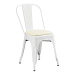 Lancaster Table & Seating Alloy Pearl White Indoor Cafe Chair with White Vinyl Cushion
