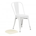 Lancaster Table & Seating Alloy Pearl White Indoor Cafe Chair with White Vinyl Cushion