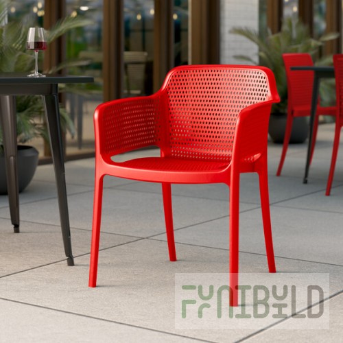 Lancaster Table & Seating Rio Buoy Red Resin Arm Chair