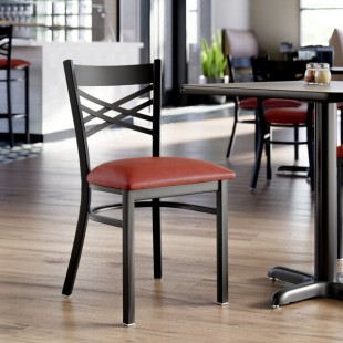 Lancaster Table & Seating Black Finish Cross Back Chair with 2 1/2 Lancaster Table & Seating Black Finish Cross Back Chair with 2 1/2