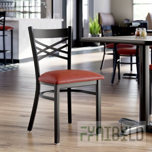 Lancaster Table & Seating Black Finish Cross Back Chair with 2 1/2