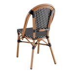 Lancaster Table & Seating Bistro Black and White Checkered Weave Rattan Outdoor Side Chair Lancaster Table & Seating Bistro Black and White Checkered Weave Rattan Outdoor Side Chair