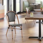 Lancaster Table & Seating Bistro Black and White Checkered Weave Rattan Outdoor Side Chair Lancaster Table & Seating Bistro Black and White Checkered Weave Rattan Outdoor Side Chair