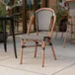Lancaster Table & Seating Bistro Black and White Checkered Weave Rattan Outdoor Side Chair Lancaster Table & Seating Bistro Black and White Checkered Weave Rattan Outdoor Side Chair