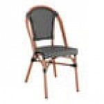 Lancaster Table & Seating Bistro Black and White Checkered Weave Rattan Outdoor Side Chair Lancaster Table & Seating Bistro Black and White Checkered Weave Rattan Outdoor Side Chair