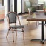 Lancaster Table & Seating Bistro Black and White Checkered Weave Rattan Outdoor Side Chair Lancaster Table & Seating Bistro Black and White Checkered Weave Rattan Outdoor Side Chair