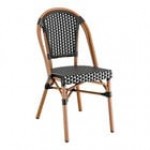 Lancaster Table & Seating Bistro Black and White Checkered Weave Rattan Outdoor Side Chair Lancaster Table & Seating Bistro Black and White Checkered Weave Rattan Outdoor Side Chair