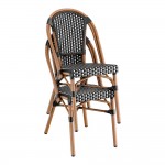 Lancaster Table & Seating Bistro Black and White Checkered Weave Rattan Outdoor Side Chair Lancaster Table & Seating Bistro Black and White Checkered Weave Rattan Outdoor Side Chair