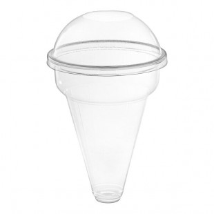Solia 15.2 oz. Clear PET Plastic Cone Cup with Dome Lid - 300/Case