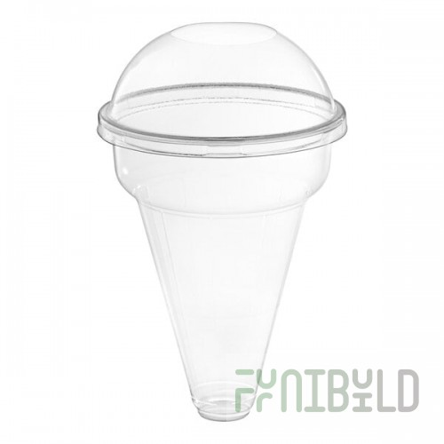 Solia 15.2 oz. Clear PET Plastic Cone Cup with Dome Lid - 300/Case