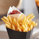 Carnival King 15 oz. Black Square Cardboard Fry Cone - 500/Case Carnival King 15 oz. Black Square Cardboard Fry Cone - 500/Case