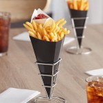 Carnival King 15 oz. Black Square Cardboard Fry Cone - 500/Case Carnival King 15 oz. Black Square Cardboard Fry Cone - 500/Case