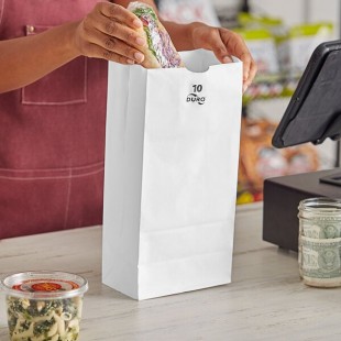 Duro 10 lb. White Paper Bag - 500/Bundle