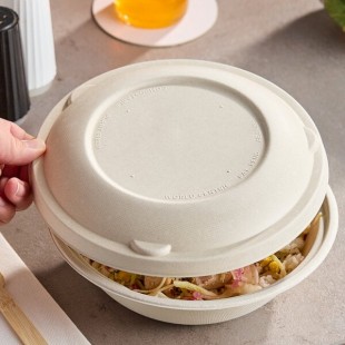 World Centric Fiber Compostable Lid for 32 oz. Wide Fiber Take-Out Bowl - 300/Case