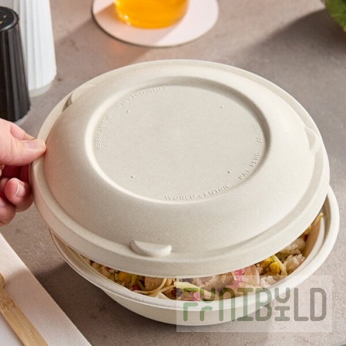 World Centric Fiber Compostable Lid for 32 oz. Wide Fiber Take-Out Bowl - 300/Case