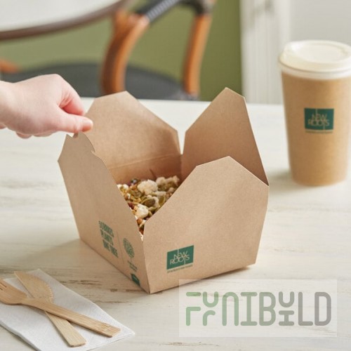 New Roots Kraft PLA-Lined Compostable #8 Take-Out Container 6