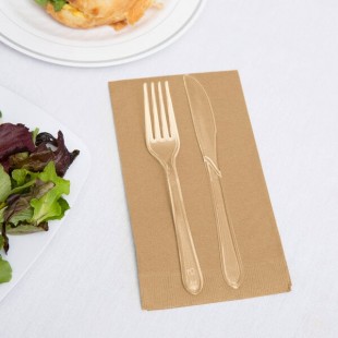 Creative Converting 953276 Glittering Gold 3-Ply Guest Towel / Buffet Napkin - 16/Pack
