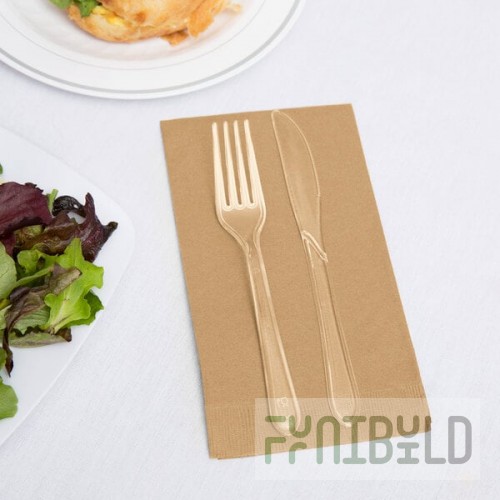 Creative Converting 953276 Glittering Gold 3-Ply Guest Towel / Buffet Napkin - 16/Pack