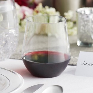 Visions 12 oz. Clear Plastic Stemless Angled Wine Glass - 64/Case