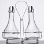 TableCraft 608N Modern Sets 3 Piece Oil & Vinegar Cruet Set with Chrome Rack