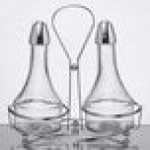 TableCraft 608N Modern Sets 3 Piece Oil & Vinegar Cruet Set with Chrome Rack