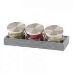 Cal-Mil 1850-4-60 Mixology Bamboo Three 16 oz. Jar Horizontal Display with Metal Lids - 16