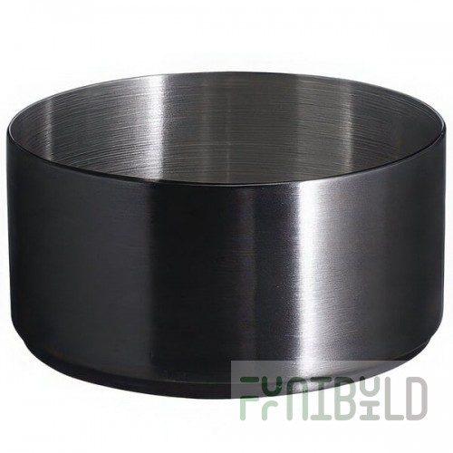 Front of the House Soho 6 oz. Matte Black Brushed Stainless Steel Round Ramekin - 12/Case