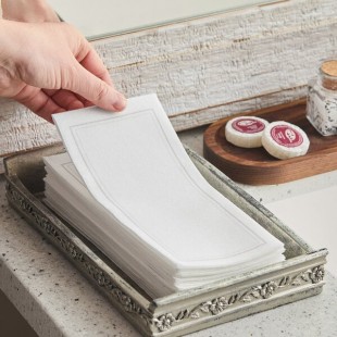 Choice Linen-Feel Silver Border Customizable 1/6 Fold Guest Towel - 500/Case