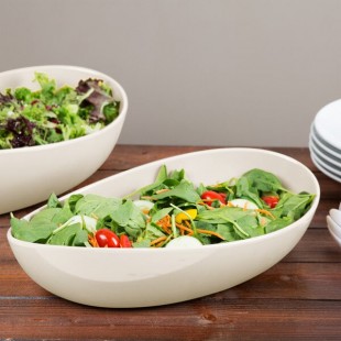 GET B-128-AW Osslo 4 Qt. Ivory (American White) Oval Melamine Bowl - 3/Case