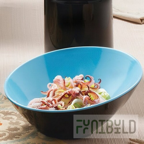 GET B-789-BL/BK Brasilia 1.1 Qt. Blue and Black Slanted Melamine Bowl - 6/Case