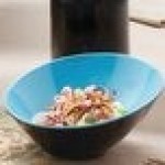 GET B-789-BL/BK Brasilia 1.1 Qt. Blue and Black Slanted Melamine Bowl - 6/Case GET B-789-BL/BK Brasilia 1.1 Qt. Blue and Black Slanted Melamine Bowl - 6/Case