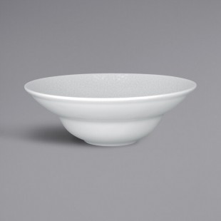 RAK Porcelain Charm 16.25 oz. Bright White Embossed Wide Rim Round Extra Deep Porcelain Plate - 6/Case