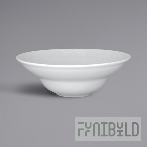 RAK Porcelain Charm 16.25 oz. Bright White Embossed Wide Rim Round Extra Deep Porcelain Plate - 6/Case