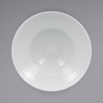 RAK Porcelain Charm 16.25 oz. Bright White Embossed Wide Rim Round Extra Deep Porcelain Plate - 6/Case RAK Porcelain Charm 16.25 oz. Bright White Embossed Wide Rim Round Extra Deep Porcelain Plate - 6/Case