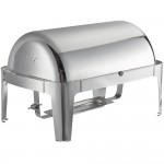 Acopa Supreme 8 Qt. Full Size Chrome Accent Roll Top Chafer